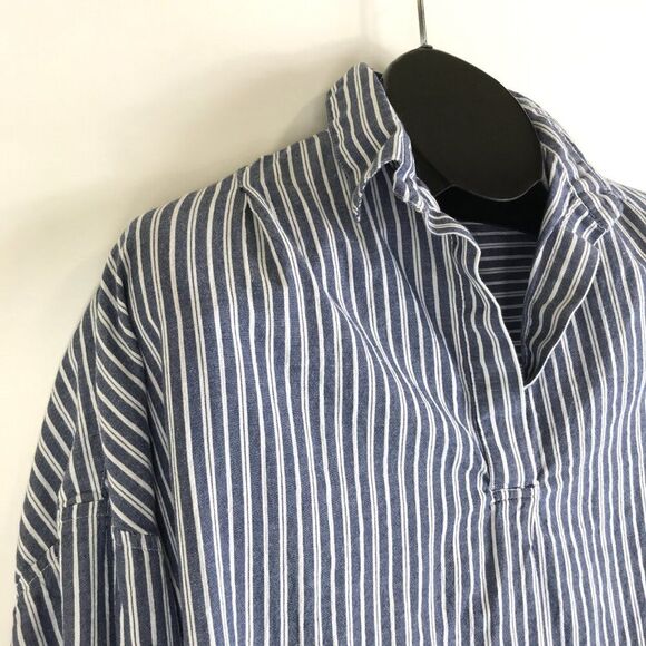 French Connection Striped Popover Top Women's Size XS Woven Cotton Casual - Picture 4 of 10